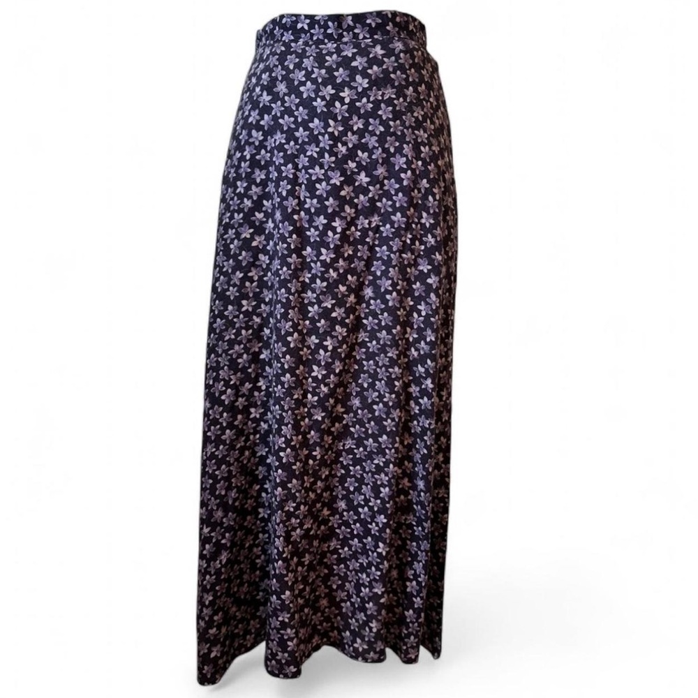 Vintage Unbranded Elegant Floral Print Midi Skirt in Purple